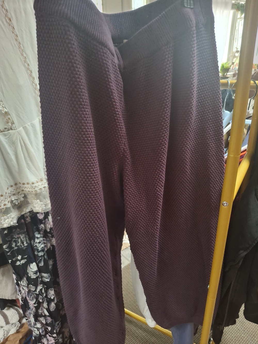 Free People Knit Textured Joggers - Plum